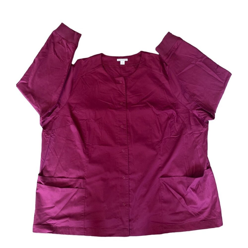 NWOT Plum‎ medical scrub jacket snap on front long sleeve pockets women 4X - Picture 6 of 8